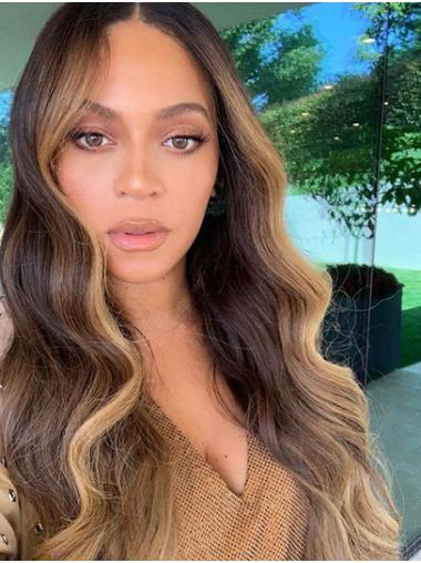Wavy Lace Front 24" Ombre/2 Tone Without Bangs Hairstyles Beyonce Wigs