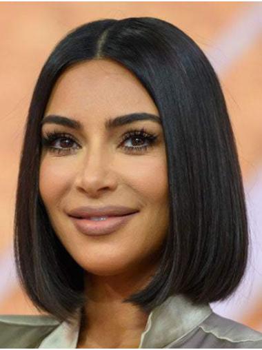 12" Lace Front Remy Human Hair Chin Length Bobs Kim Kardashian Wigs
