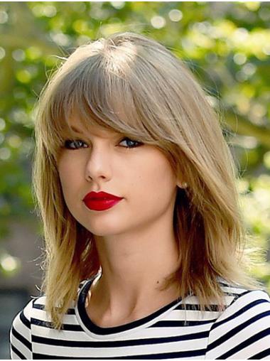 14" Lace Front Synthetic Shoulder Length With Bangs Taylor Swift Wigs