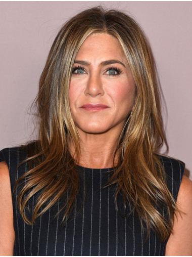 Fashionable Brown Long 16" Without Bangs Synthetic Jennifer Aniston Wigs