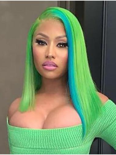 Convenient Green Shoulder Length 14" Without Bangs Synthetic Nicki Minaj Wigs
