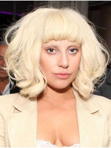 Top Blonde Chin Length 12" With Bangs Synthetic Lady Gaga Wigs
