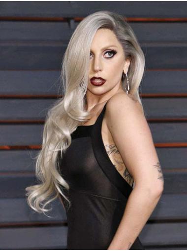 Comfortable Platinum Blonde Long 26" Without Bangs Synthetic Lady Gaga Wigs