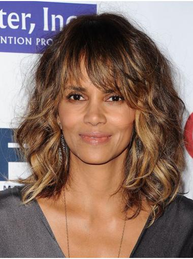 Fashionable Ombre/2 Tone Shoulder Length 14" With Bangs Synthetic Halle Berry Wigs
