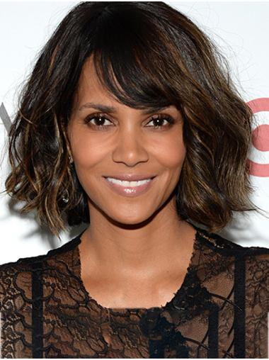 Modern Brown Chin Length 12" Bobs Synthetic Halle Berry Wigs