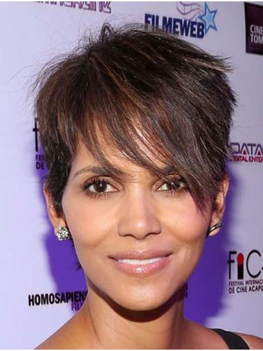 Exquisite Brown Short 8" Boycuts Synthetic Halle Berry Wigs