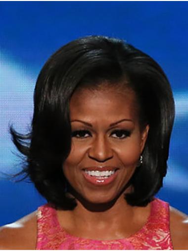 Fashionable Black Chin Length 12" Bobs Remy Human Hair Michelle Obama Wigs