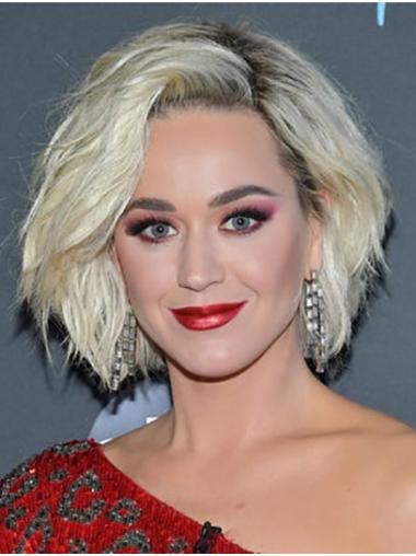 Durable Grey Chin Length 12" Bobs Synthetic Katy Perry Wigs