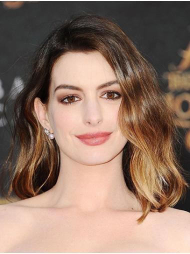 Ombre/2 Tone Shoulder Length Wavy Without Bangs Synthetic 14" No-fuss Anne Hathaway Wigs