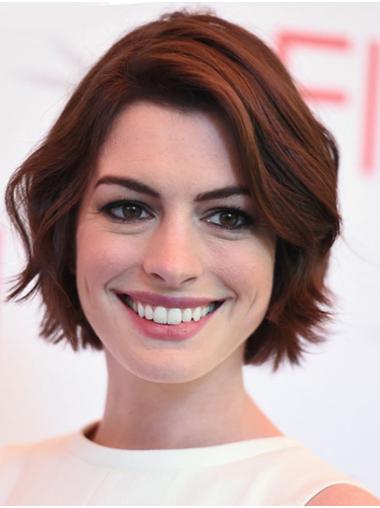Auburn Chin Length Wavy Bobs Synthetic 10" Perfect Anne Hathaway Wigs