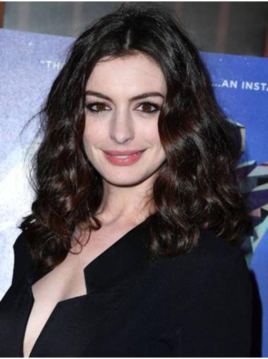 Brown Long Curly Without Bangs Synthetic 18" Durable Anne Hathaway Wigs