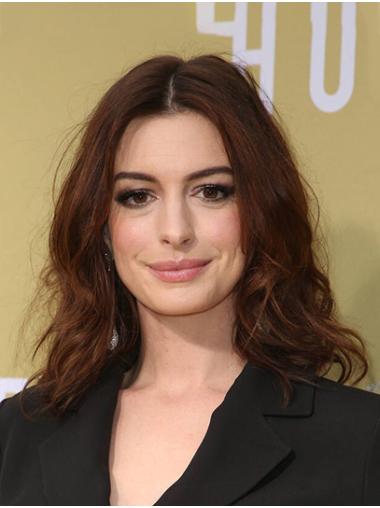 Brown Shoulder Length Wavy Without Bangs Synthetic 14" Perfect Anne Hathaway Wigs