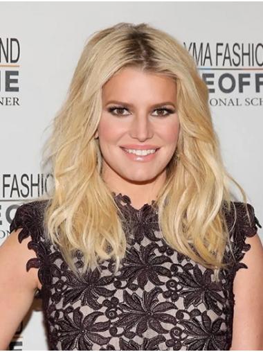 Blonde Long Wavy Without Bangs Synthetic 16" Stylish Jessica Simpson Wigs