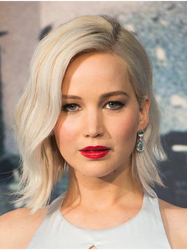 Grey Chin Length Wavy Bobs Synthetic 12" Ideal Jennifer Lawrence Wigs