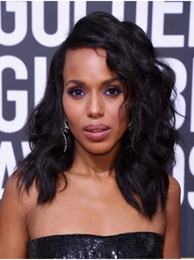 Full Lace 16" Shoulder Length Synthetic Without Bangs Black No-fuss Kerry Washington Wigs
