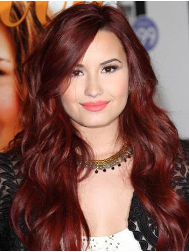 Wavy Red Without Bangs Long 22" Ideal Demi Lovato Wigs