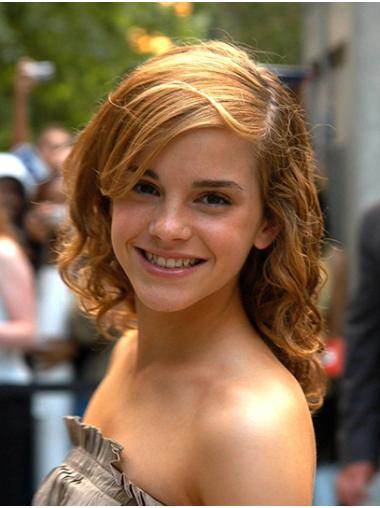 Curly Blonde Without Bangs Shoulder Length 14" Sleek Emma Watson Wigs