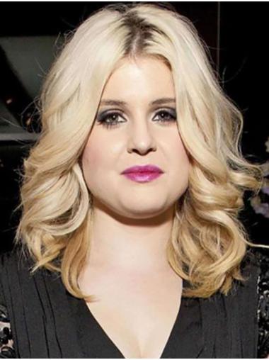 14" Blonde Curly Shoulder Length Without Bangs Synthetic Convenient Kelly Osbourne Wigs
