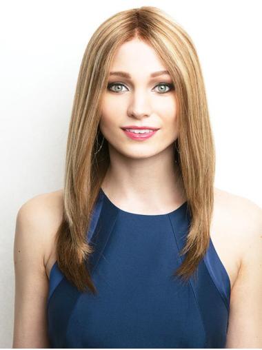 Straight Blonde Remy Human Hair 14" Without Bangs Medium Wigs New