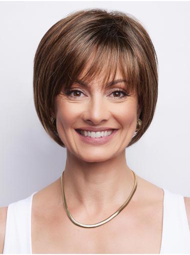 Straight 8" Brown Synthetic Short Wig Bob