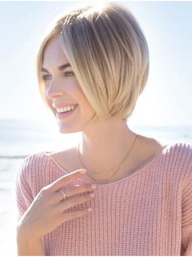 Straight 10" Blonde Synthetic Chin Length Bob Style Wig