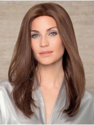 18" Straight Brown Remy Human Hair Without Bangs Amazing Long Wigs