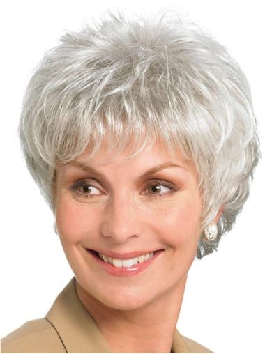 Lace Front Short Straight 6" Boycuts Ideal Grey Wigs