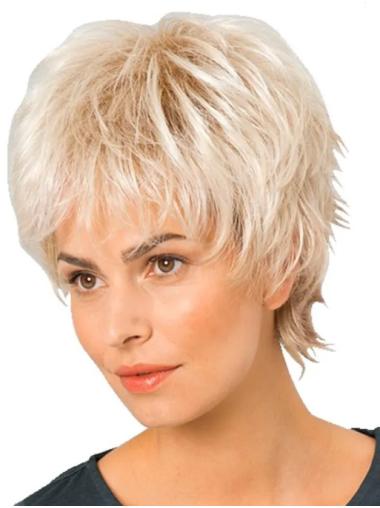 Short Straight Blonde Boycuts 8" High Quality Synthetic Wigs