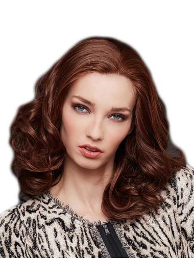 16" Long Wavy Brown Remy Human Hair Convenient Hand-tied Wigs