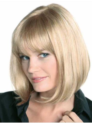Straight 10" Blonde Synthetic Chin Length Fashion Bob Wigs
