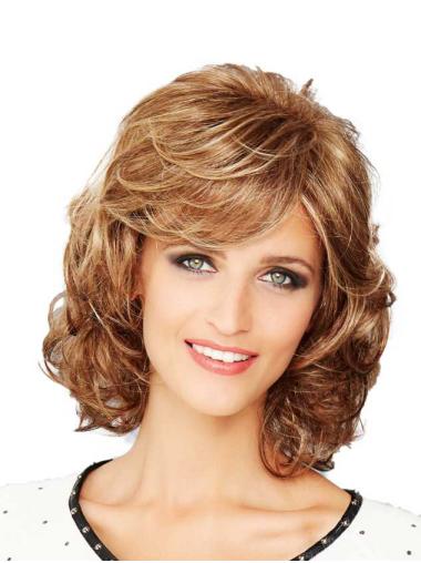 12" Chin Length Wavy Brown Synthetic Hand-tied Wigs Style