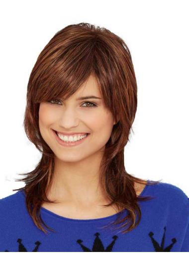 Long Straight Monofilament 16" Brown Best Lace Wigs
