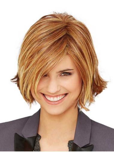 Straight 10" Blonde Synthetic Chin Length Wig Silver Bob