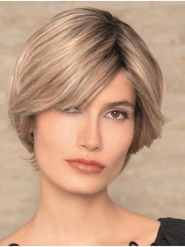 Short Straight 100% Hand-tied 8" Blonde Lace Wigs for wear