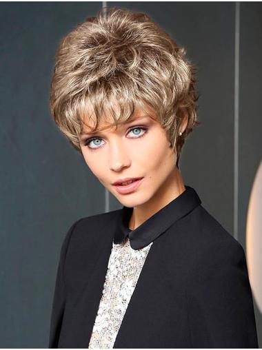 Short 6" Wavy Blonde Synthetic Monofilament Wigs use
