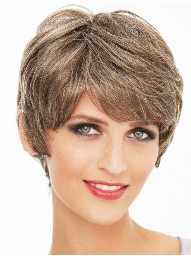 Short Straight 100% Hand-tied 6" Blonde Ladies Lace Wigs