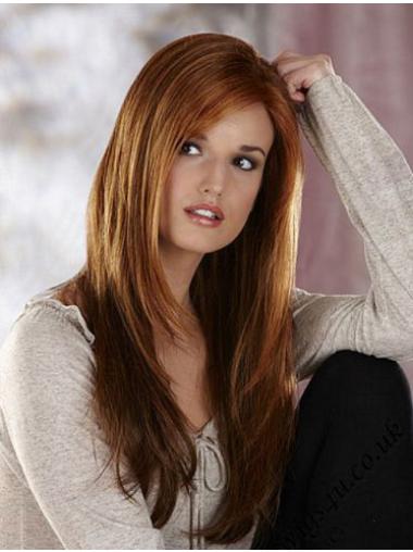 Without Bangs Capless 18" Straight Auburn Long Wigs