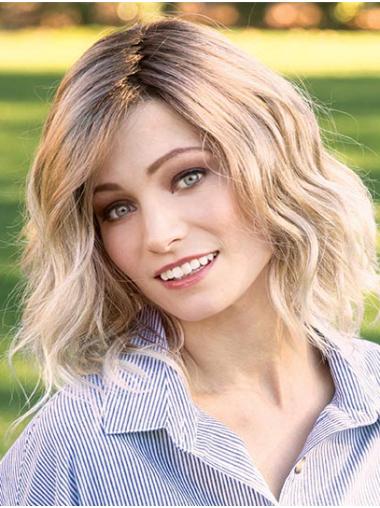 Blonde 14" Layered Shoulder Length Online Monofilament Wigs