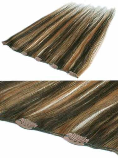Brown Straight Natural Clip in Hair Extensions