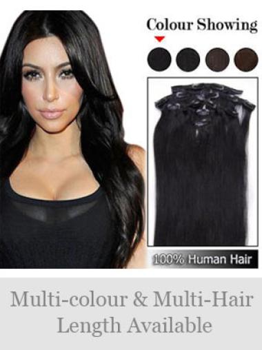 Black Straight Top Clip in Hair Extensions