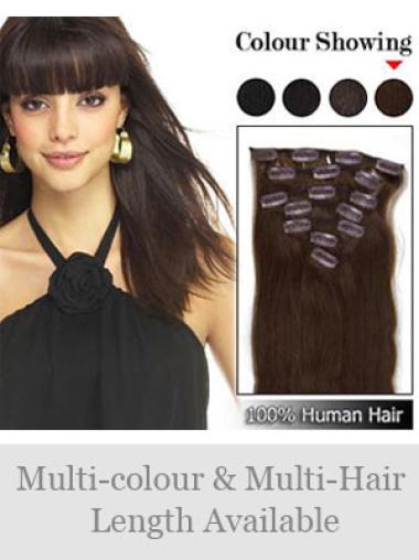 Straight Brown Durable Clip in Hair Extensions
