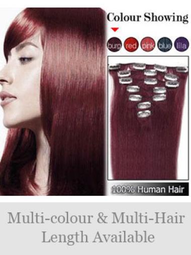 Convenient Red Straight Clip in Hair Extensions