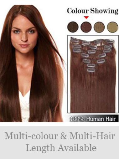 Straight Auburn Comfortable Clip in Hair Extensions