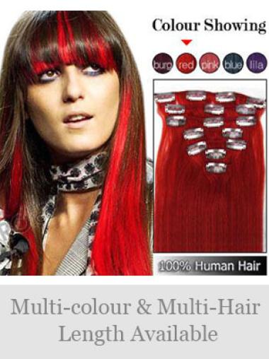 Red Straight Stylish Clip in Hair Extensions