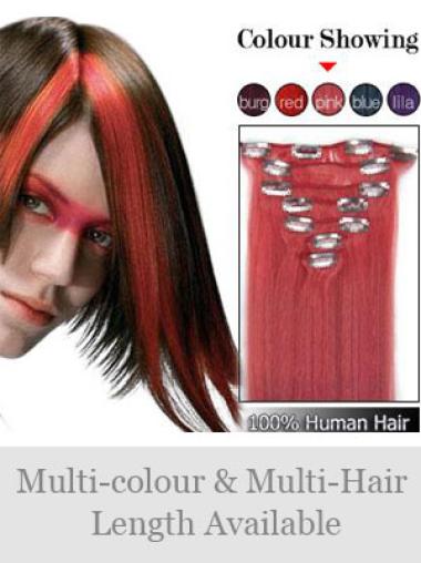 Red Straight New Clip in Hair Extensions