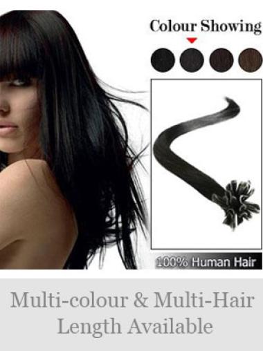 Black Straight Trendy Nail/U Tip Hair Extensions