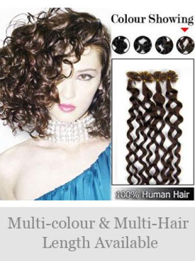 Curly Brown Stylish Nail/U Tip Hair Extensions