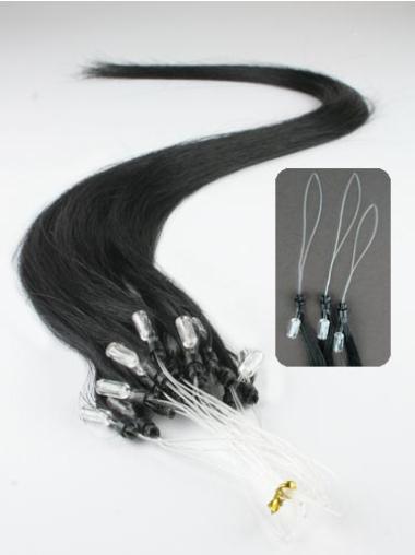 Black Straight New Hair Extensions Micro Loop Ring
