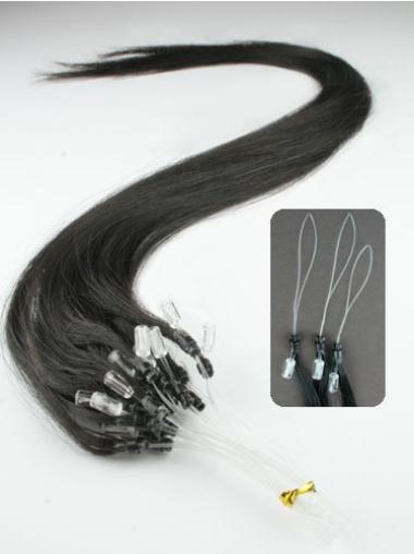 Black Straight Trendy Hair Extensions Micro Loop Ring