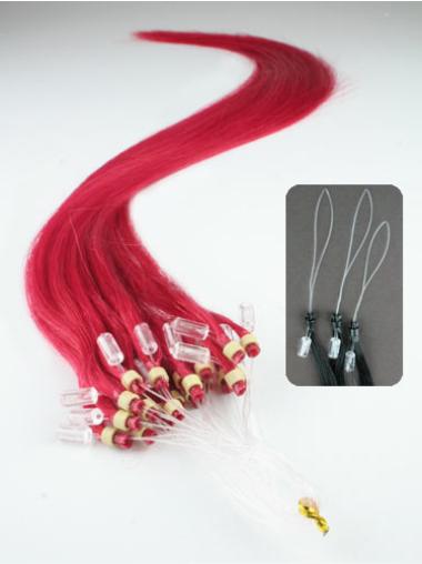Red Straight Ideal Hair Extensions Micro Loop Ring